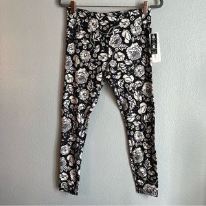 Nanette Lepore Play Activewear Leggings Dottie Rose Black & Cream Womens Large